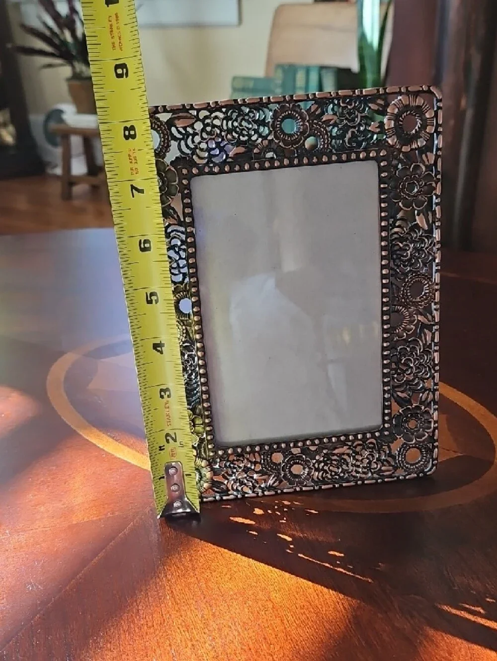 Ornate Floral Metal Picture Frame in Antiqued Copper